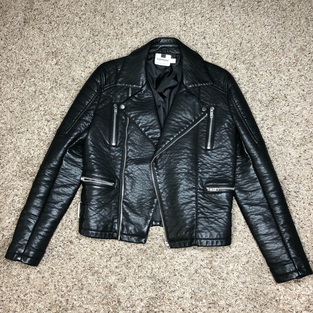 Topman Faux Leather Biker Jacket